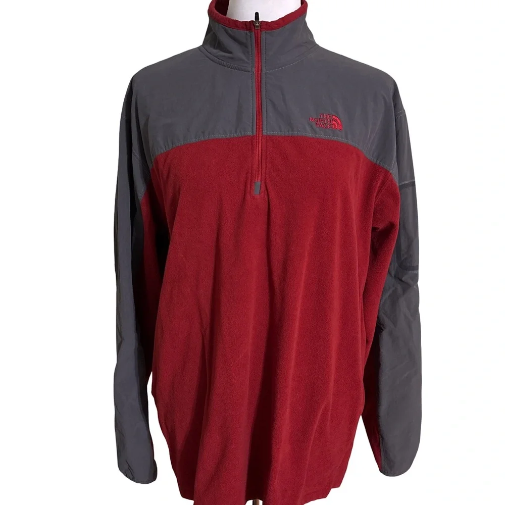 The North Face Red Gray Half Zip Jacket